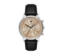 Emporio Armani Orologio Analogico al Quarzo Uomo con Cinturino in Pelle AR11634, Set Di Toni D'Argento, 42 mm