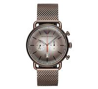 Emporio Armani Orologio Cronografo al Quarzo Uomo con Cinturino in Acciaio Inossidabile AR11169, Castano chiaro