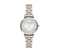 Emporio Armani Orologio da donna, movimento a due lancette, cassa in acciaio inossidabile argentata/rosa da 32 mm con bracciale in acciaio inossidabile, AR11537