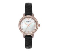 Emporio Armani Orologio da donna, movimento a tre lancette con data, cassa in acciaio inossidabile da 32 mm con cinturino in pelle ProPlanet, AR11485