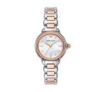Emporio Armani Orologio da donna, movimento a tre lancette, orologio in acciaio inossidabile con cassa da 32 mm, Argento/Oro Rosa (2T Silver/Rose)