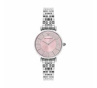 Emporio Armani Orologio da donna, movimento al quarzo a due lancette da 32 mm con cinturino in acciaio, 32 mm, Tono argento e rosa