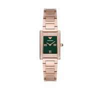 Emporio Armani Orologio da donna rettangolare a due lancette; orologio elegante per le donne, oro rosa/verde, Genni