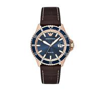 Emporio Armani Orologio da uomo, movimento al quarzo/data a 3 lancette, cassa da 42 mm, cinturino in pelle Pro-Planet AR11556