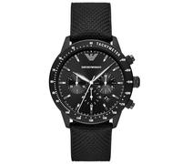 Emporio Armani Orologio da uomo, movimento cronografo, cassa 43 mm in acciaio inossidabile nero con cinturino in tessuto, AR11453