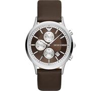 Emporio Armani Orologio da uomo, movimento cronografo, cassa in acciaio 43 mm con cinturino in pelle Pro-Planet, AR11490