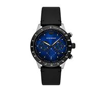 Emporio Armani Orologio da uomo, movimento cronografo, cassa in acciaio inossidabile argentato da 43 mm con cinturino in pelle, AR11522
