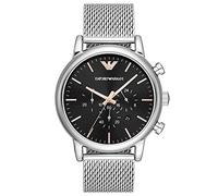 Emporio Armani Orologio da uomo, movimento cronografo, cassa in acciaio inossidabile da 46 mm con bracciale in acciaio inossidabile, AR11429, Tonalità Argento e Grafite, 46 mm