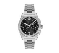 Emporio Armani Orologio da uomo, movimento cronografo, orologio in acciaio inossidabile con cassa da 43 mm, Argento (Silver), Tono Argento e Grigio Scuro, 43 mm