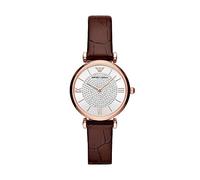 Emporio Armani Orologio Donna, movimento a due lancette, cassa in acciaio inossidabile oro rosa 32 mm con cinturino in pelle, AR11269