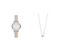 Emporio Armani orologio e collana in acciaio inossidabile bicolore da donna, set