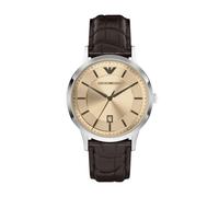 Emporio Armani Orologio in pelle marrone con tre lancette