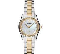 Emporio Armani Orologio per le donne, movimento a tre lancette con data, orologio in acciaio inossidabile con cassa da 32 mm, Argento/Oro (2T Silver/Gold)