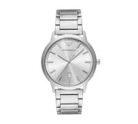 Emporio Armani Orologio per uomo, Movimento al quarzo con data a tre lancette e cassa da 43 mm con cinturino in acciaio