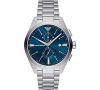 Emporio Armani Orologio per uomo Movimento al quarzo/crono Cassa 43 mm con cinturino in acciaio AR11541, Tono Argento e Blu Acqua, 43 mm