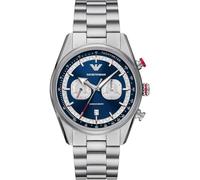 Emporio Armani Orologio Analogico al Quarzo Uomo con Cinturino in Acciaio Inossidabile AR11676, Tono Argento e Blu, 42 mm