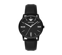 Emporio Armani Orologio per uomo, movimento cronografo, orologio in acciaio inossidabile con cassa da 42 mm e cinturino in pelle o acciaio, Nero (Black)