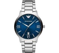 Emporio Armani Orologio Uomo, movimento a tre lancette con data, cassa in acciaio inossidabile 43 mm con bracciale in acciaio inossidabile, AR11227