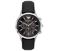 Emporio Armani Orologio Uomo, movimento cronografo, cassa 43 mm in acciaio inox argento con cinturino in pelle, AR11431