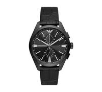 Emporio Armani Orologio Uomo, movimento cronografo, cassa in acciaio 43 mm con cinturino in pelle Pro-Planet, AR11483, Nero, 43 mm