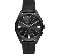 Emporio Armani Orologio Uomo, movimento cronografo, cassa in acciaio 43 mm con cinturino in pelle Pro-Planet, AR11483, Nero, 43 mm
