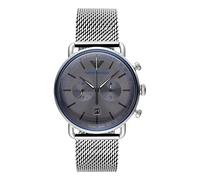 Emporio Armani Orologio Uomo, movimento cronografo, cassa in acciaio inossidabile 43 mm con bracciale in acciaio inossidabile, AR11383, Tono Argento e Grigio, 43 mm