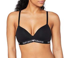 Emporio Armani Padded Triangle Bra Iconic Cotton, Reggiseno Imbottito Donna, Nero, S