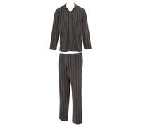Emporio Armani Printed Brushed Fabric Long Pajamas Pajama Set, Stampa Riga, XL Men's