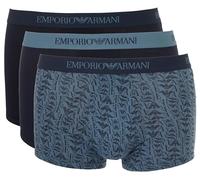 Emporio Armani Pure Cotton 3-Pack Trunk Trunks, Marin/ST TEMPES/Mari, S (Pacco da 3) Men's