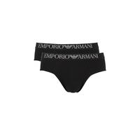 Emporio Armani Ribbed Stretch Cotton 2-Pack Brief, Slip Uomo, Multicolore (Black-Black), S
