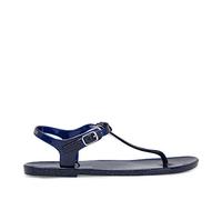 Emporio Armani Sandalo Infradito PVC Donna X3QS06 XL816 (Blue-Glitter, 38)