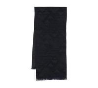 Emporio Armani - Sciarpa Blu con Motivo Logo e Bordo Sfilacciato - - Accessories - Uomo - Blu - ONE SIZE