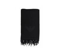 Emporio Armani - Sciarpa con Frange e Stampa Aquila - - Accessories - Uomo - Nero - ONE SIZE