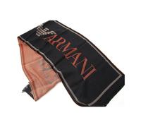 Emporio Armani - Sciarpa in misto lana con logo arancione - - Accessories - Uomo - Nero - ONE SIZE