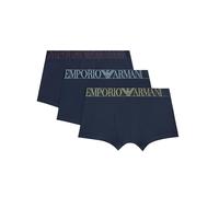 Emporio Armani Shiny Logoband 3-Pack Trunk Trunks, Marine/Marine/Marine, XXL Men's