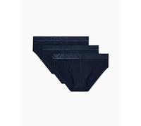Emporio Armani Shiny Logoband Pack 3-Pack Brief Mutande da Uomo, Blu, XL