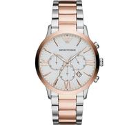 Emporio Armani Silver and Bronze Steel Chronograph Watch