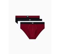 Emporio Armani Slip da Uomo Essential LOGOLABEL, Confezione da 3, Nero, S, Nero, S