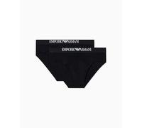 Emporio Armani Slip da Uomo Soft Touch in Viscosa di bambù, Confezione da 2, Nero, XL, Nero/Nero, XL