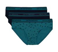 Emporio Armani Slip Uomo Confezione 3 Pezzi Mutande Elastico a Vista Cotone Elasticizzato Underwear Articolo 111734 2F717 Brief, 16736 Marine - Pr. Topaz - Marine/Marine - Topaz, M