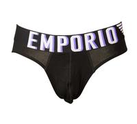 EMPORIO ARMANI Slip Uomo Mutanda Elastico a Vista Cotone Elasticizzato Underwear Articolo 110814 4R516 Brief, 00020 Nero - Black, M