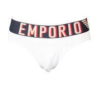 EMPORIO ARMANI Slip Uomo Mutanda Elastico a Vista Cotone Elasticizzato Underwear Articolo 110814 4R516 Brief, 00010 Bianco - White, XL