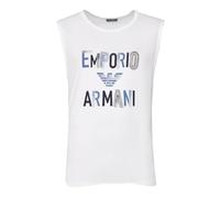 EMPORIO ARMANI Smanicato Uomo Maglia Girocollo Puro Cotone con Stampa Davanti Articolo 211800 4R468, 18411 Bianco/st Ewa, EUR S - CN 175/96A - BR P - MX CH