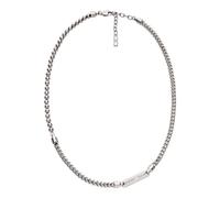 Emporio Armani Collana da uomo in acciaio inossidabile con chiusura a moschettone, Grigio scuro