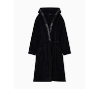 Emporio Armani Uomo Accappatoio in spugna con logo, Nero