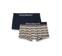 Emporio Armani Stretch Cotton Classic Pattern Mix 2-Pack Trunk, Boxer Uomo, Multicolore (Chevron Print-Marine), XL