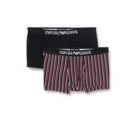 Emporio Armani Stretch Cotton Classic Pattern Mix 2-Pack Trunk, Boxer Uomo, Multicolore (Red Stripes Print-Black), L