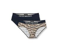 Emporio Armani Stretch Cotton Classic Pattern Mix 2pack Brief, Slip Uomo, Multicolore (Chevron Print-Marine), XL