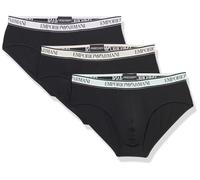 Emporio Armani Stretch Cotton Core Logoband 3-Pack Brief, Slip Uomo, Nero (Black-Black-Black), M