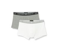 Emporio Armani Stretch Cotton Endurance 2-Pack-Trunk, Boxer Uomo, Multicolore (Medium Melange Grey-White), M